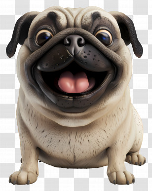 3d Dog - Smiling Animated Pug Dog Transparent PNG