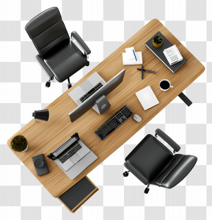 Office Table Top View - Modern Office Desk Setup Transparent PNG