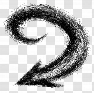 Charcoal Arrow - Sketchy Curved Arrow Symbol Transparent PNG
