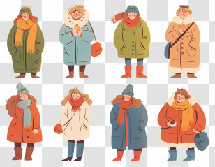 Cartoon People - People In Winter Clothing Transparent PNG