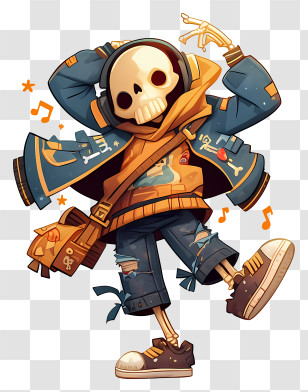 Skeleton Dance - Cool Dancing Skeleton Character Transparent PNG