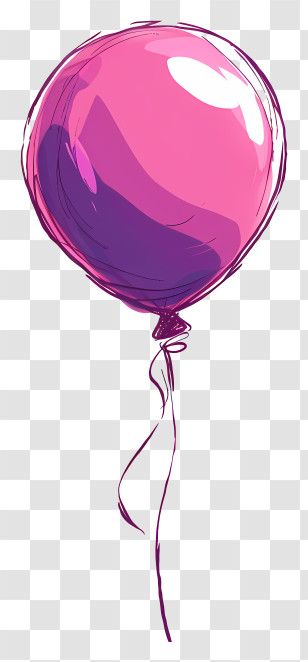 Balloon - Pink Balloon Illustration With String Transparent PNG