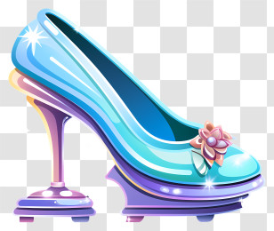 Pastel Cinderella Shoe - Sparkly Blue High Heel Transparent PNG