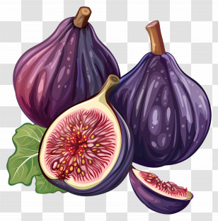 Figs - Illustration Of Whole And Sliced Figs Transparent PNG