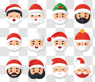 Santa Clauses - Variety Of Cartoon Santa Claus Faces Transparent PNG