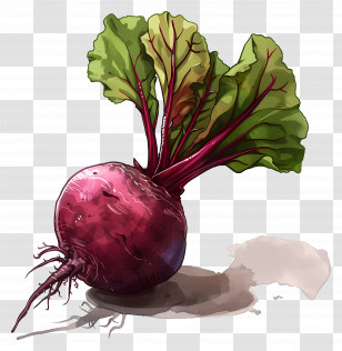 Beetroot - Fresh Beet With Leaves In Realistic Style Transparent PNG
