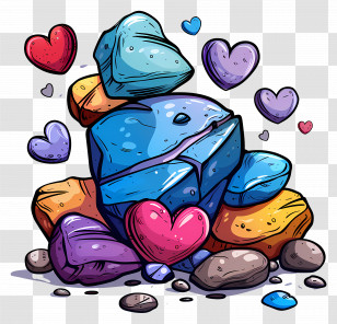 Rock - Artistic Colored Stones And Heart Illustration Transparent PNG