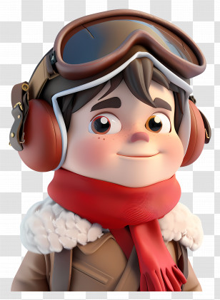 3d Cartoon Pilot - 3D Cartoon Winter Character Transparent PNG