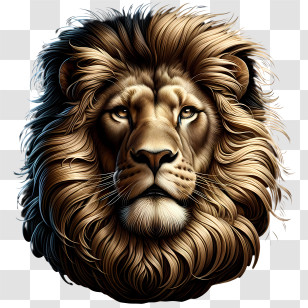 Lion - Lion Head With Detailed Mane Transparent PNG