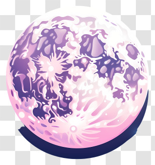 Pastel Full Moon - Artistic Pink Moon Illustration Transparent PNG