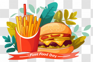 National Fast Food Day - Cheeseburger And Fries For Fast Food Day Transparent PNG