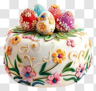 Easter Day Cake - Easter Cake With Decorated Eggs Transparent PNG