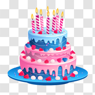 Birthday Cake - Decorative Birthday Cake With Candles Transparent PNG