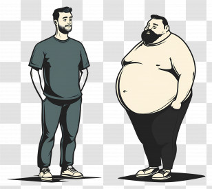 Male Weight Loss - Two Cartoon Men Standing Transparent PNG