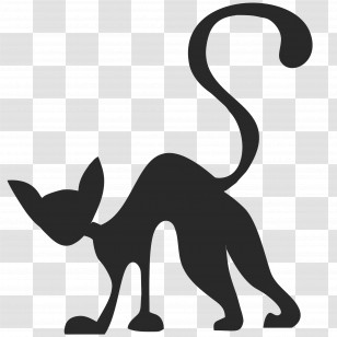 Halloween Cat - Silhouette Of A Black Cat Transparent PNG