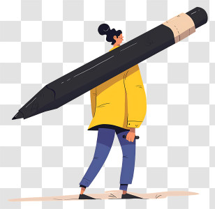 Person Carrying Oversized Pen - Person Carrying Giant Pencil Transparent PNG