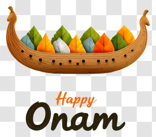 Happy Onam Text - Happy Onam With Boat Design Transparent PNG