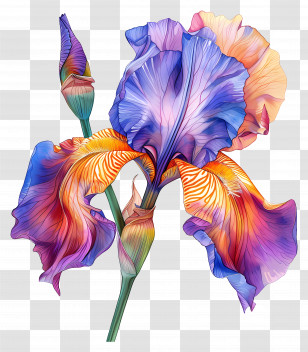 Iris Flower - Colorful Iris Flower Illustration Transparent PNG