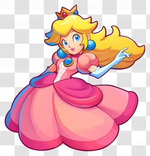 Princess Peach - Princess In Pink Dress Cartoon Transparent PNG