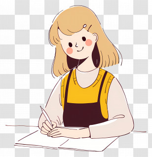 Student Writing - Girl Writing In Notebook Transparent PNG