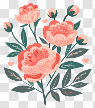 Peony Flowers - Abstract Pink And Peach Floral Arrangement Transparent PNG