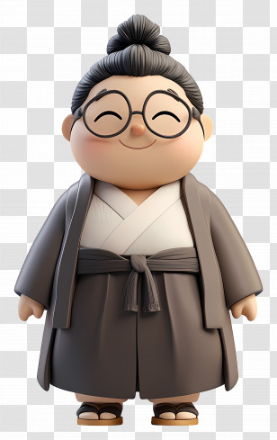 Anime Character - Smiling Elderly Figure With Glasses Transparent PNG