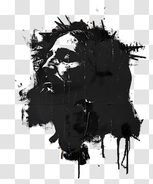 Jesus - Abstract Face In Black Ink Transparent PNG