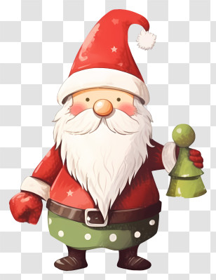 Cartoon Santa Claus - Santa Claus Holding A Festive Bell Transparent PNG