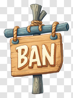 Ban Sign - Wooden Ban Sign With Rope Transparent PNG