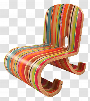 Wooden Chair - Colorful Rainbow Striped Chair Transparent PNG
