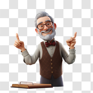 Professor - Cartoon Professor With Books And Gestures Transparent PNG