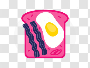Cartoon - Breakfast Toast With Egg And Bacon Transparent PNG