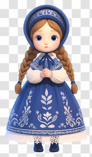 Russian Doll - Doll In Blue Traditional Dress Transparent PNG