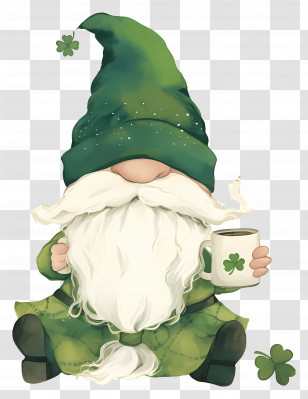 St Patricks Day Gnome - Green Gnome With Clover Mug Transparent PNG
