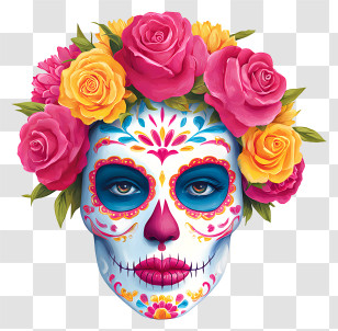 Sugar Skull Face Paint - Colorful Sugar Skull Transparent PNG