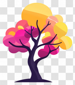 Cartoon Tree - Abstract Colorful Tree Illustration Transparent PNG