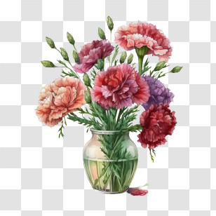Watercolor Carnations
 - Colorful Carnation Flowers In Transparent Vase Transparent PNG