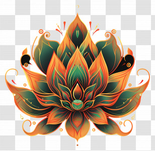 Line Art - Ornate Lotus Flower Design Transparent PNG