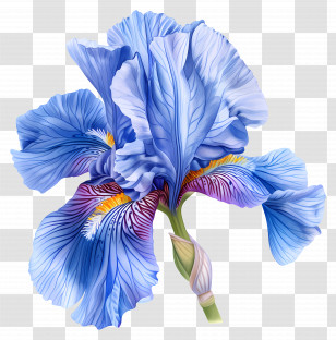 Iris Flower - Beautiful Blue Flower Transparent PNG