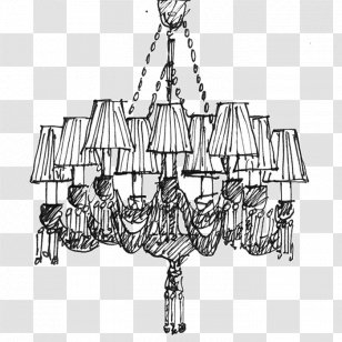 Chandelier Line Art Light Fixture Sketch Transparent PNG