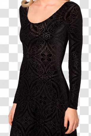 Little Black Dress Velvet Sleeve Evening Gown Transparent PNG