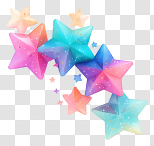 Colorful Emoji Sparkles - Colorful Stars With Sparkles Transparent PNG