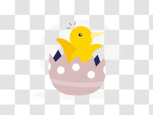 Easter Egg - Cute Yellow Chick Hatching From Egg In Cartoon Style Transparent PNG