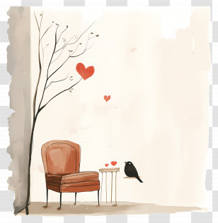 Valentines Day - Minimalist Art With Heart Tree Transparent PNG