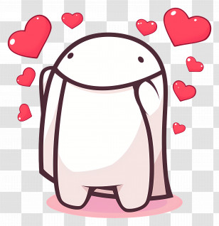 Flork Heart Meme - Cute White Cartoon Character With Hearts Transparent PNG