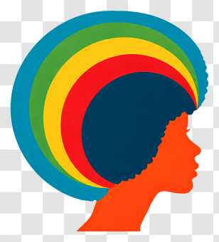 Rainbow Afro - Colorful Silhouette With Rainbow Hair Transparent PNG