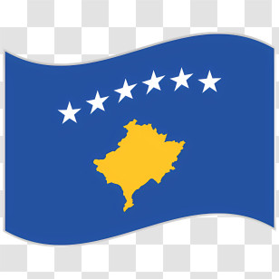 Kosovo Icon - Kosovo Blue And Yellow Flag With Map And Stars Transparent PNG