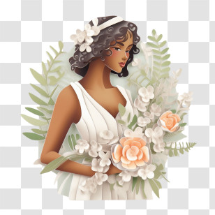 Wedding Dress
 - Elegant Bride Holding A Beautiful Bouquet Transparent PNG