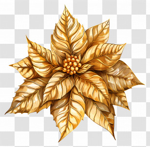 Poinsettia - Golden Poinsettia Flower Decoration Transparent PNG
