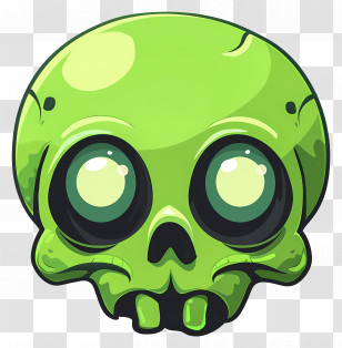Halloween Skull - Green Cartoon Skull Illustration For Halloween Transparent PNG